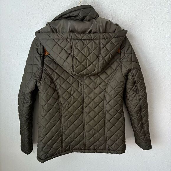 Krush Quilted Olive Coat with Hood Size Small - Picture 5 of 7